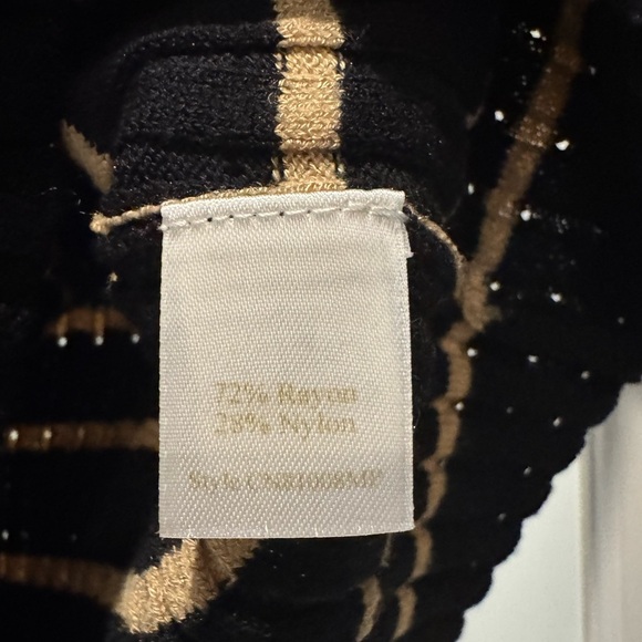 Caslon Striped Knit Sweater Black Cream | V-Neck Long Sleeve | MP - Picture 7 of 13